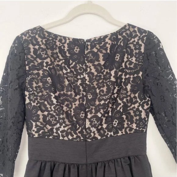 Eliza J Faille Scalloped Fit & Flare Lace Cocktail Black Dress | 2 - Picture 10 of 14
